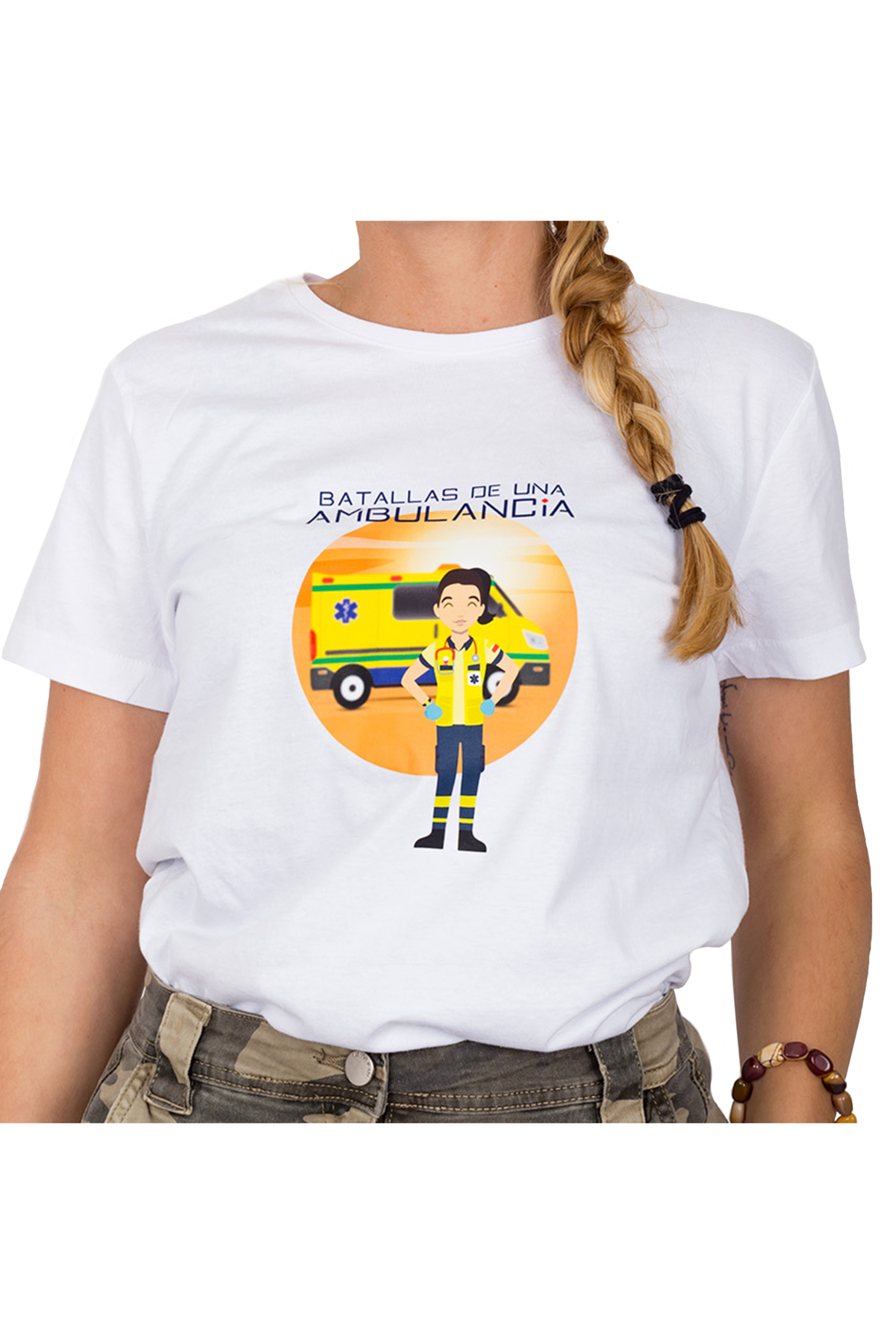 Camiseta blanca mujer - Batallas de una ambulancia