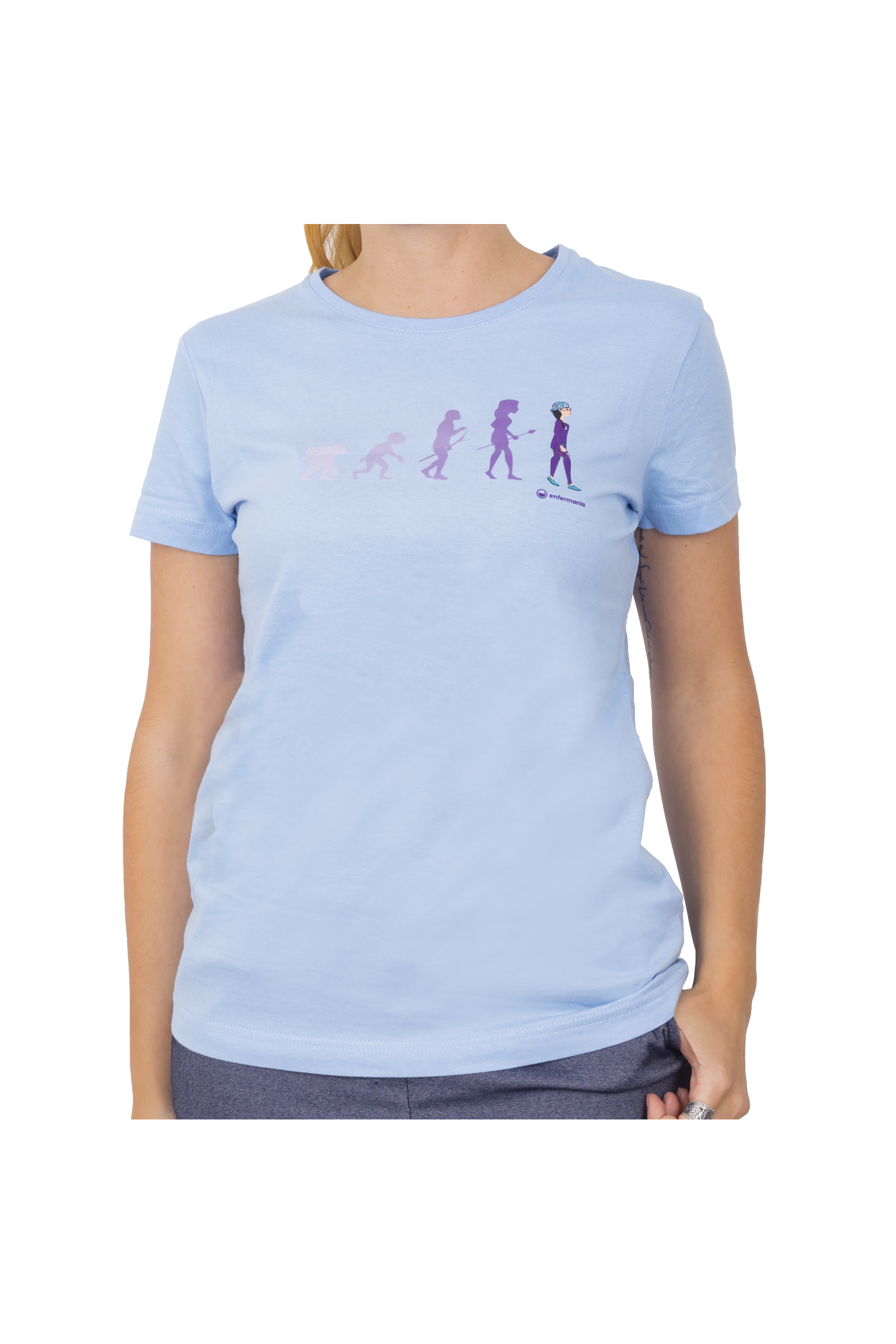 Camiseta celeste mujer - estampada