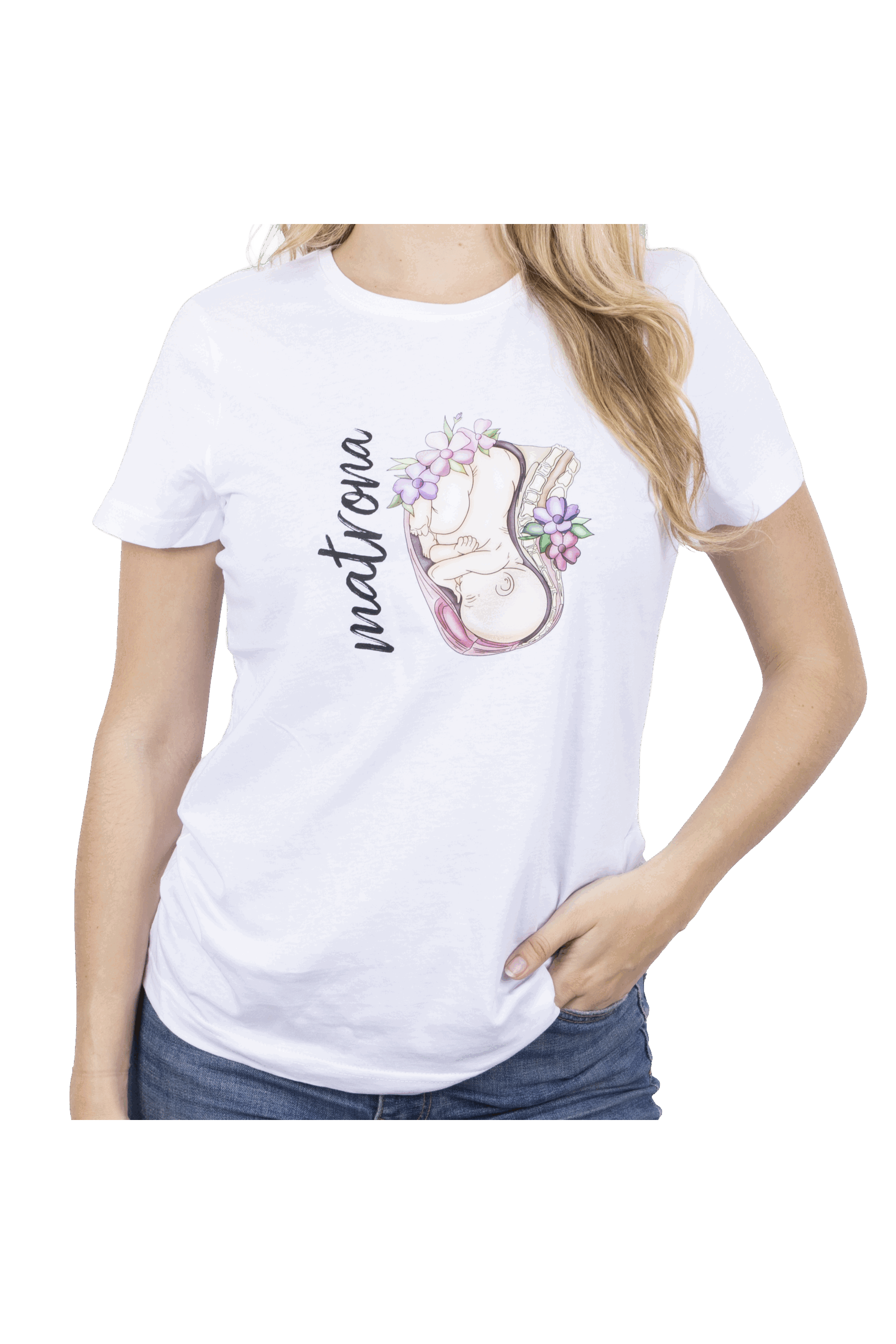 Camiseta blanca mujer - Matrona Vida @elartedecuidar