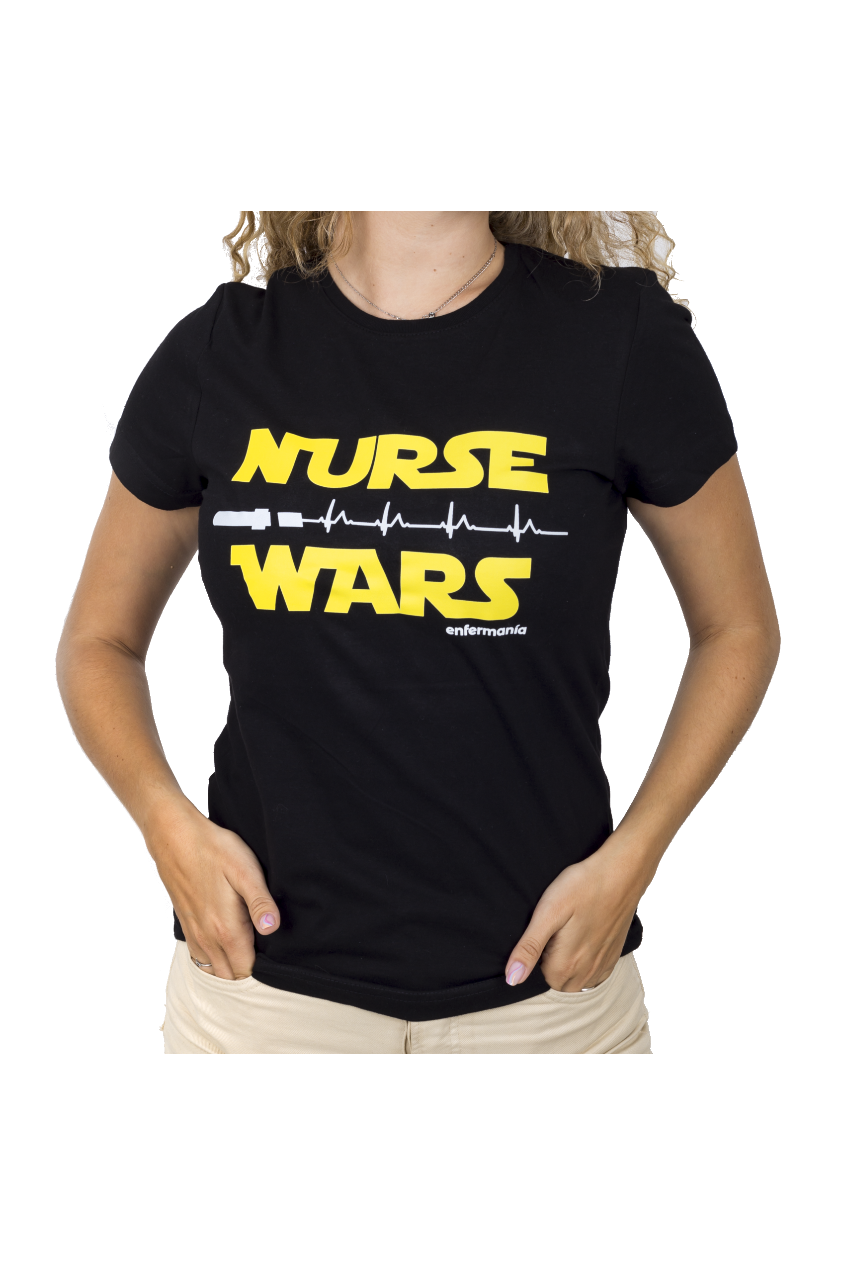 Camiseta negra mujer - estampada